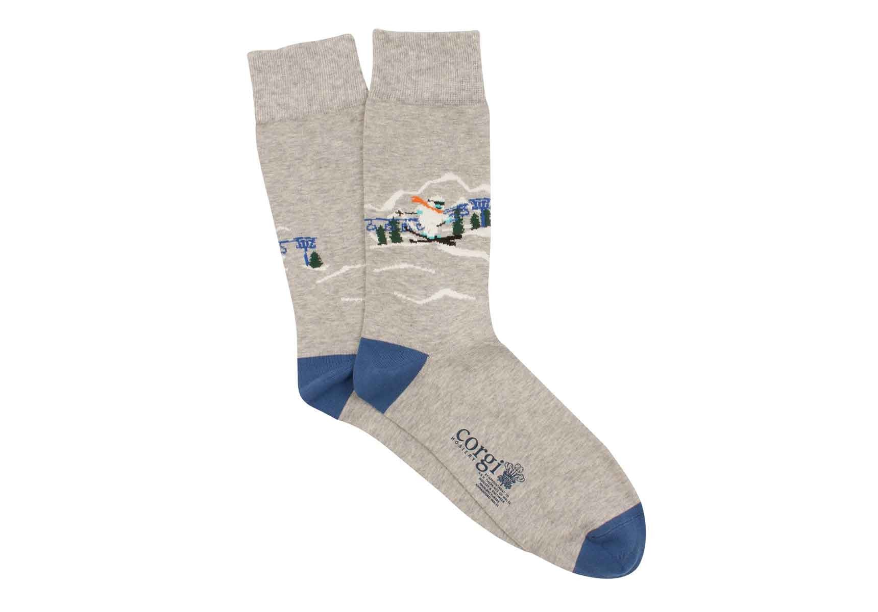 Corgi Skiing Yeti Socks