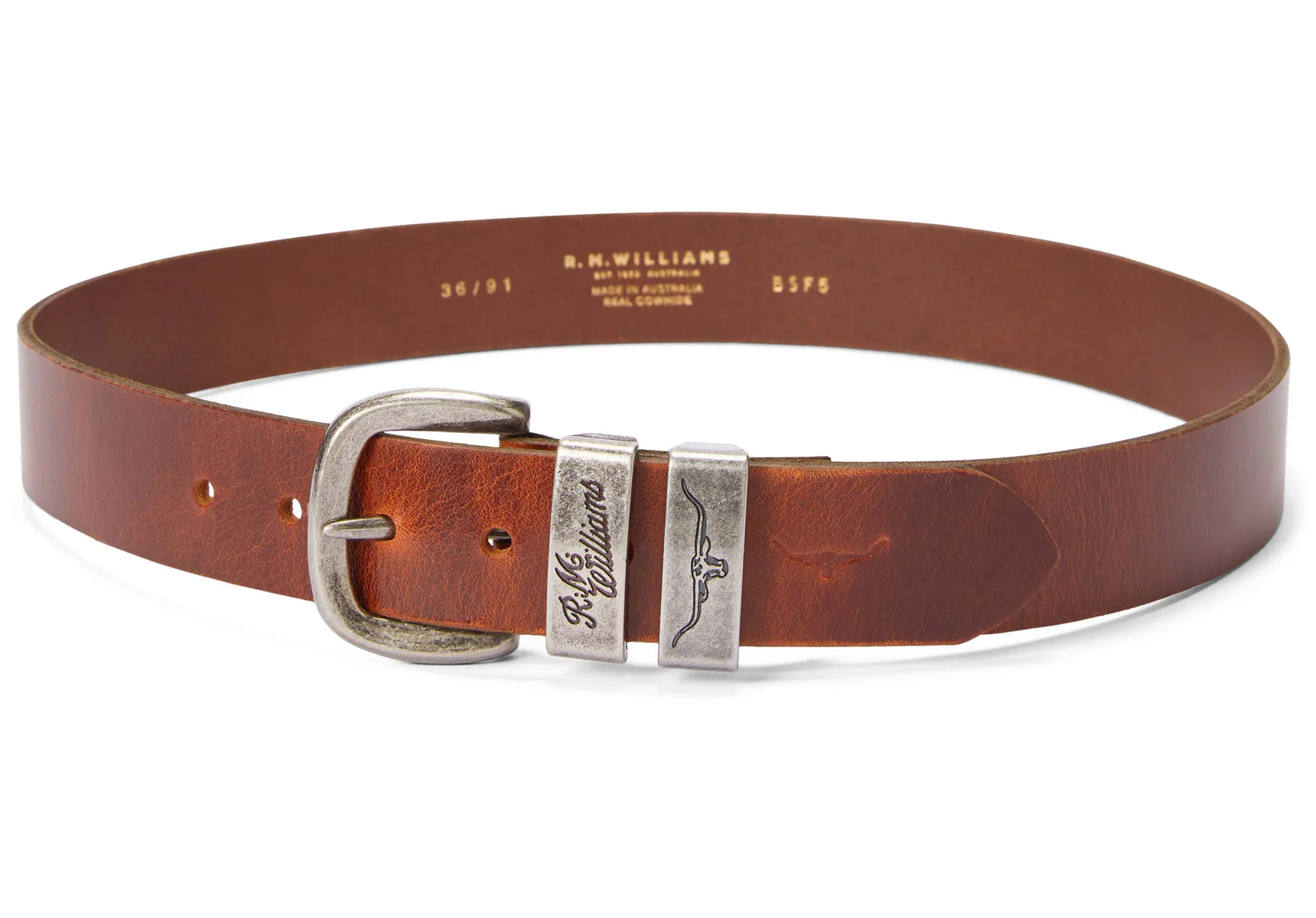 R.M. Williams 1 1/2" Drover Belt - Mid Brown - Image 3