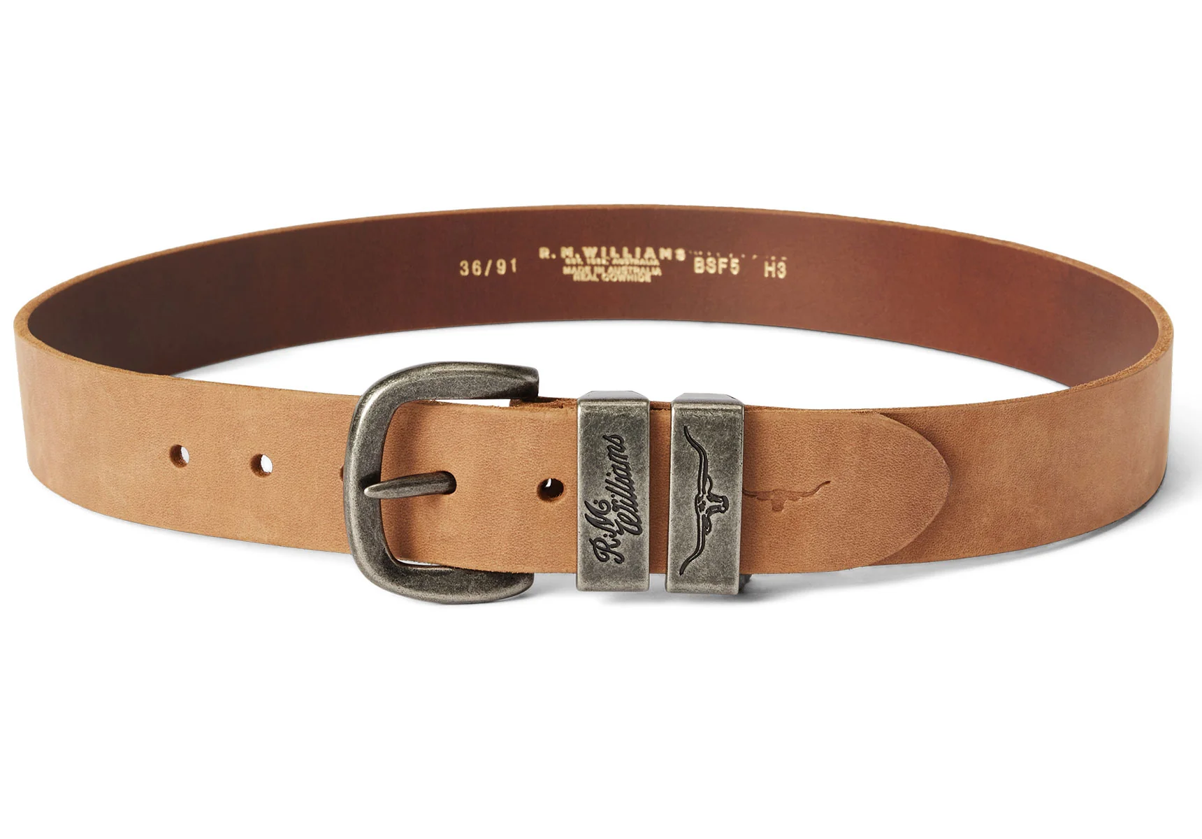 R.M. Williams 1 1/2" Drover Belt - Vintage Brown - Image 3