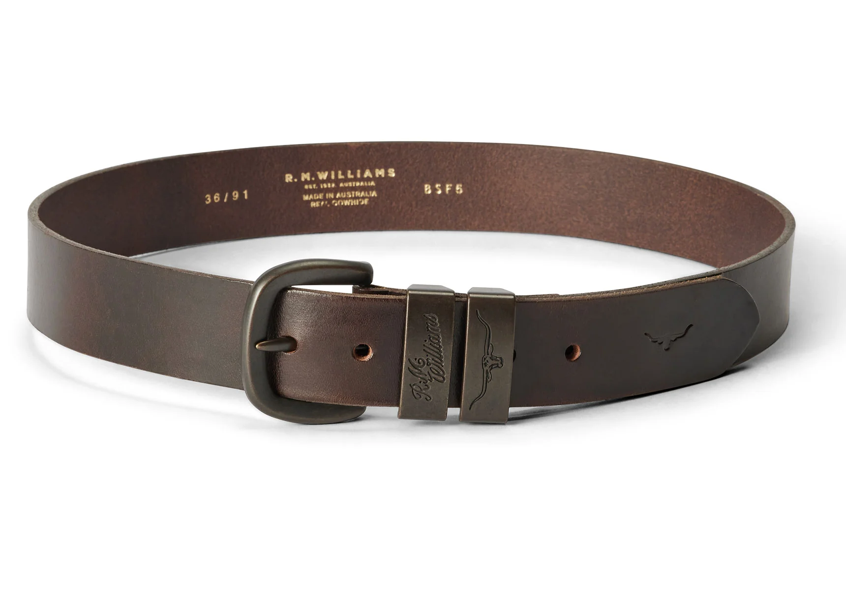 R.M. Williams 1 1/2" Drover Belt - Walnut - Image 3