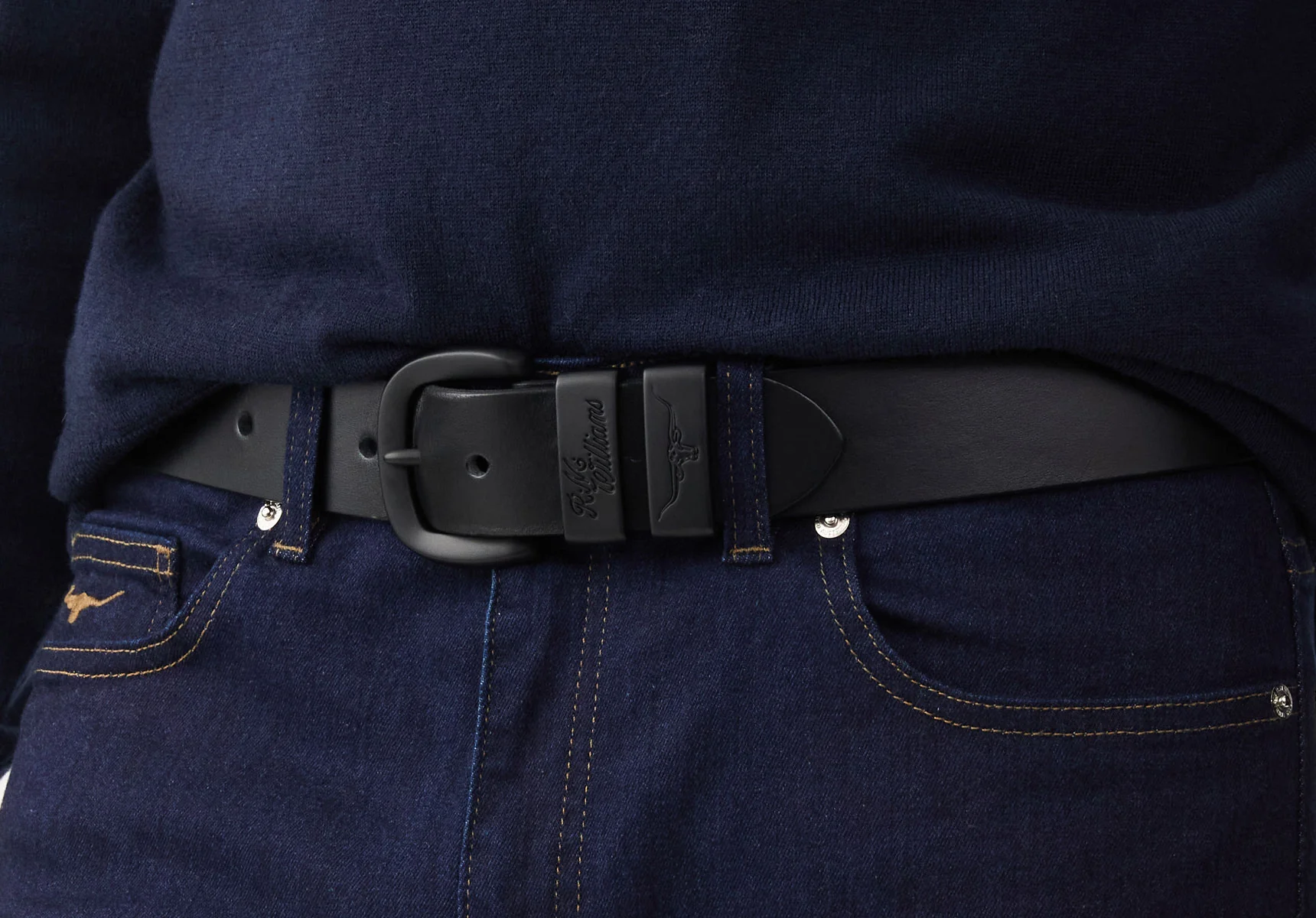 R.M. Williams Drover 1 1/2" Belt - Black/Black - Image 5