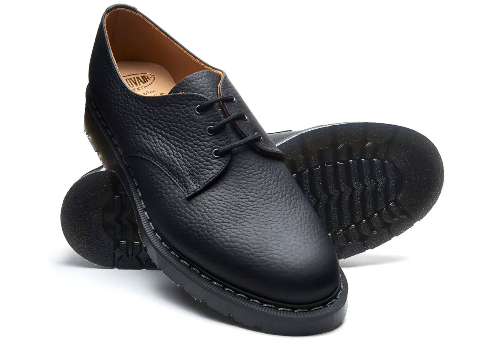 Solovair 3 Eye Gibson - Black Greasy Grain