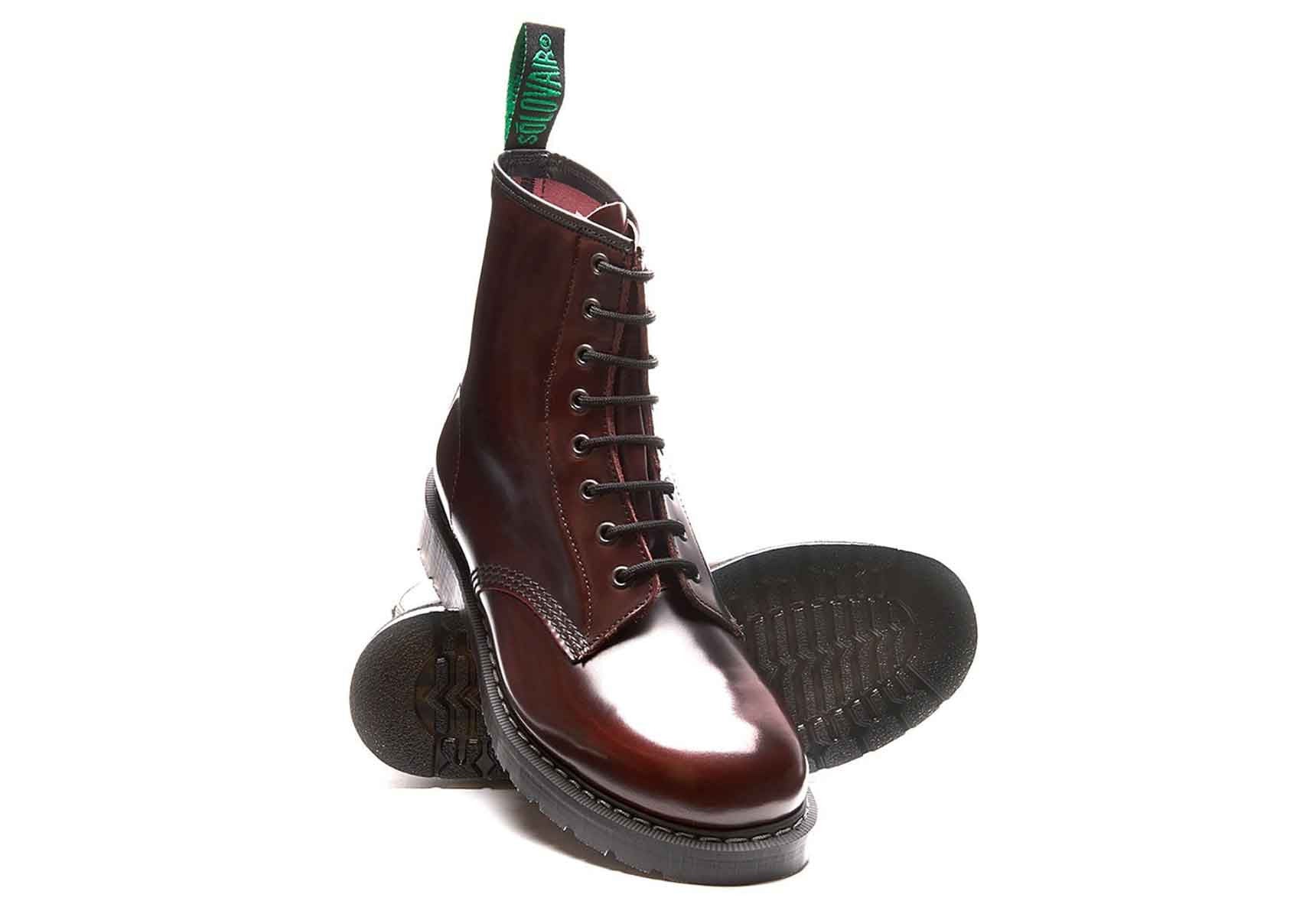 Solovair 8 Eye Derby - Burgundy Rub-off Hi-Shine