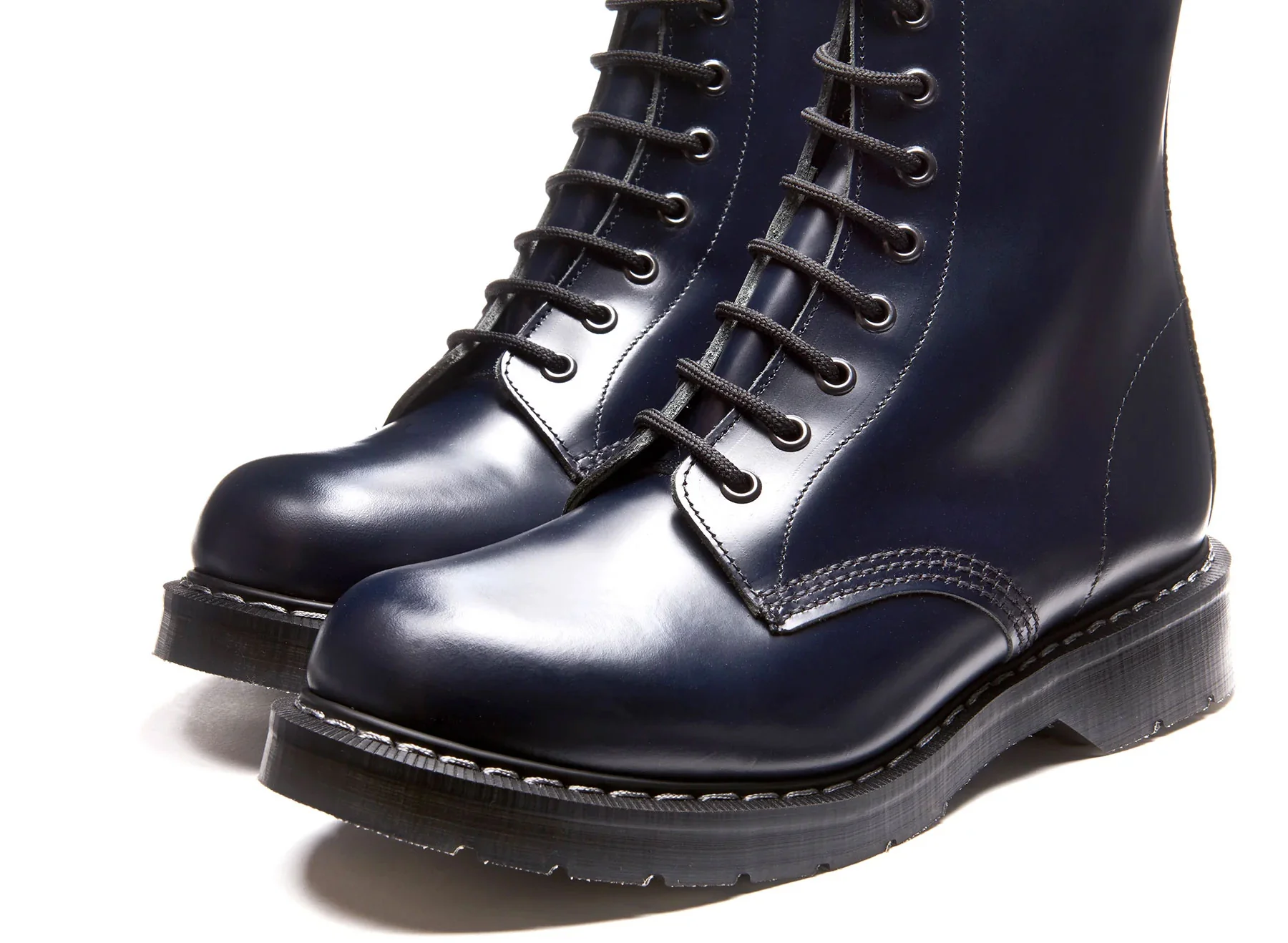 Solovair 8 Eye Derby - Navy Hi-Shine - Image 3